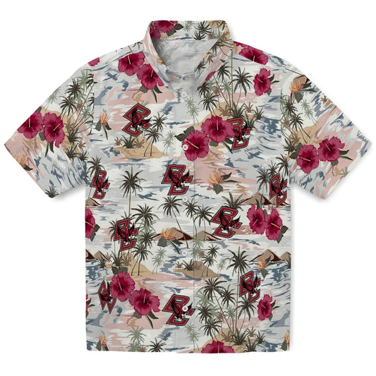 Boston College Eagles Hawaiian Shirt - Hibiscus Seaside | Moonbestprint