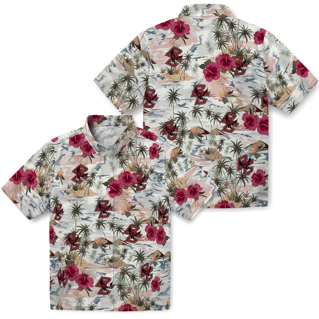 Boston College Eagles Hawaiian Shirt - Hibiscus Seaside | Moonbestprint