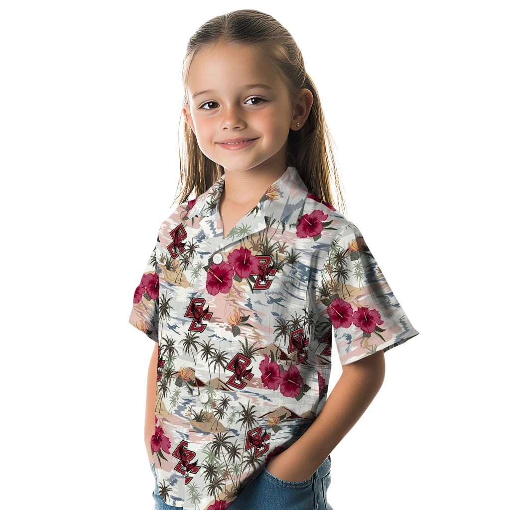 Boston College Eagles Hawaiian Shirt - Hibiscus Seaside | Moonbestprint
