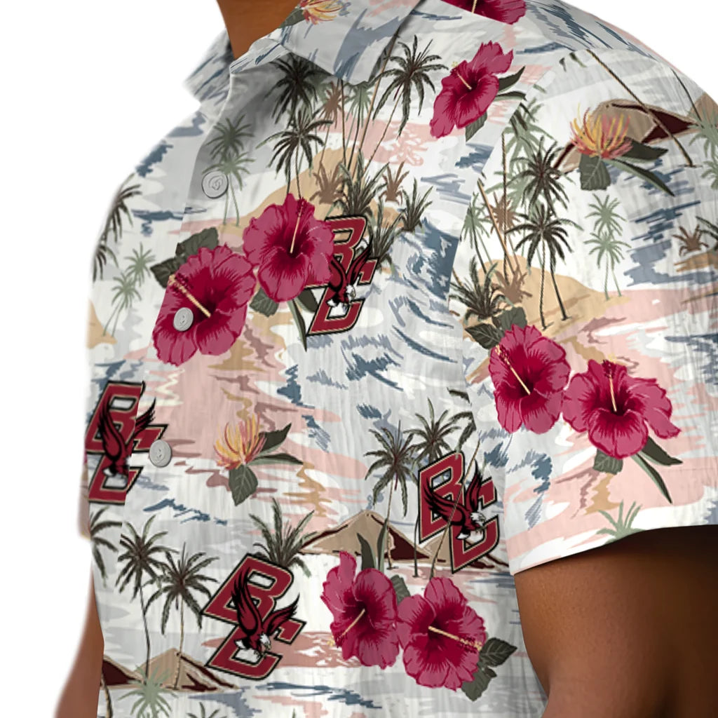 Boston College Eagles Hawaiian Shirt - Hibiscus Seaside | Moonbestprint