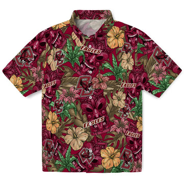 Boston College Eagles Hawaiian Shirt - Hibiscus Tiki Jungle | Moonbestprint