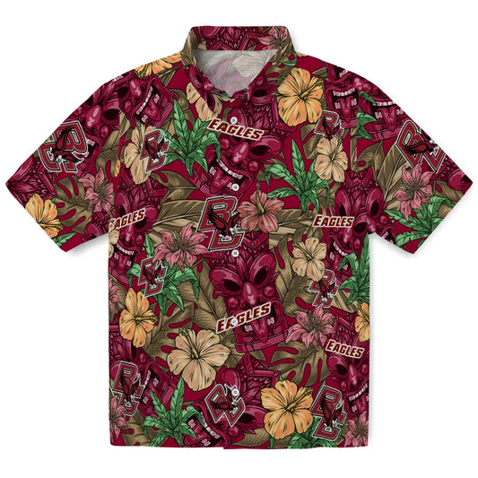 Boston College Eagles Hawaiian Shirt - Hibiscus Tiki Jungle | Moonbestprint