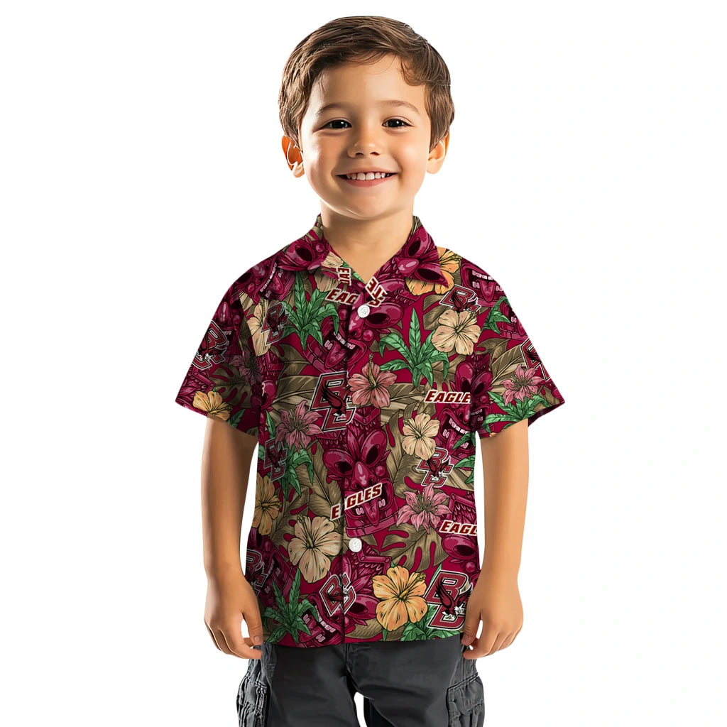 Boston College Eagles Hawaiian Shirt - Hibiscus Tiki Jungle | Moonbestprint