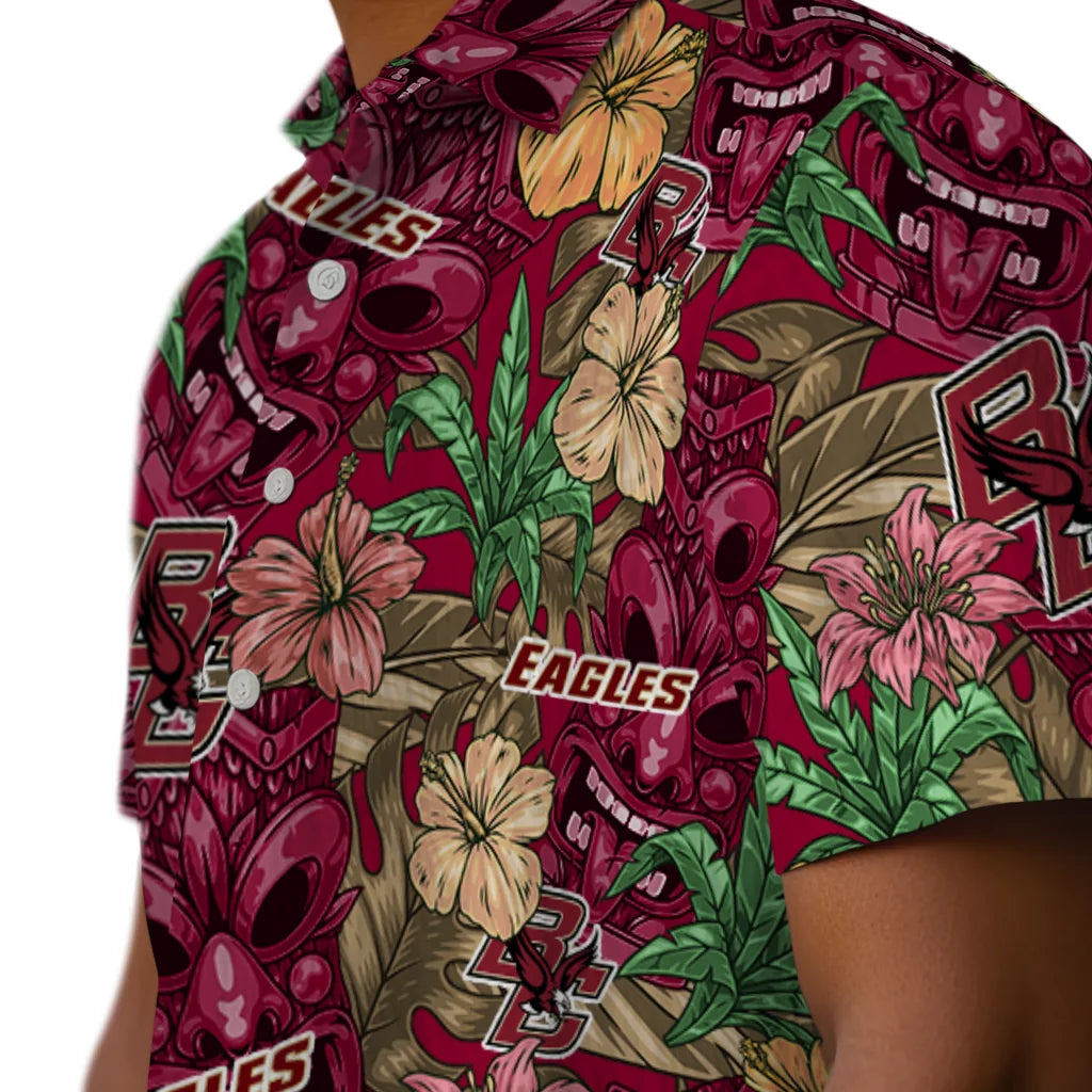 Boston College Eagles Hawaiian Shirt - Hibiscus Tiki Jungle | Moonbestprint