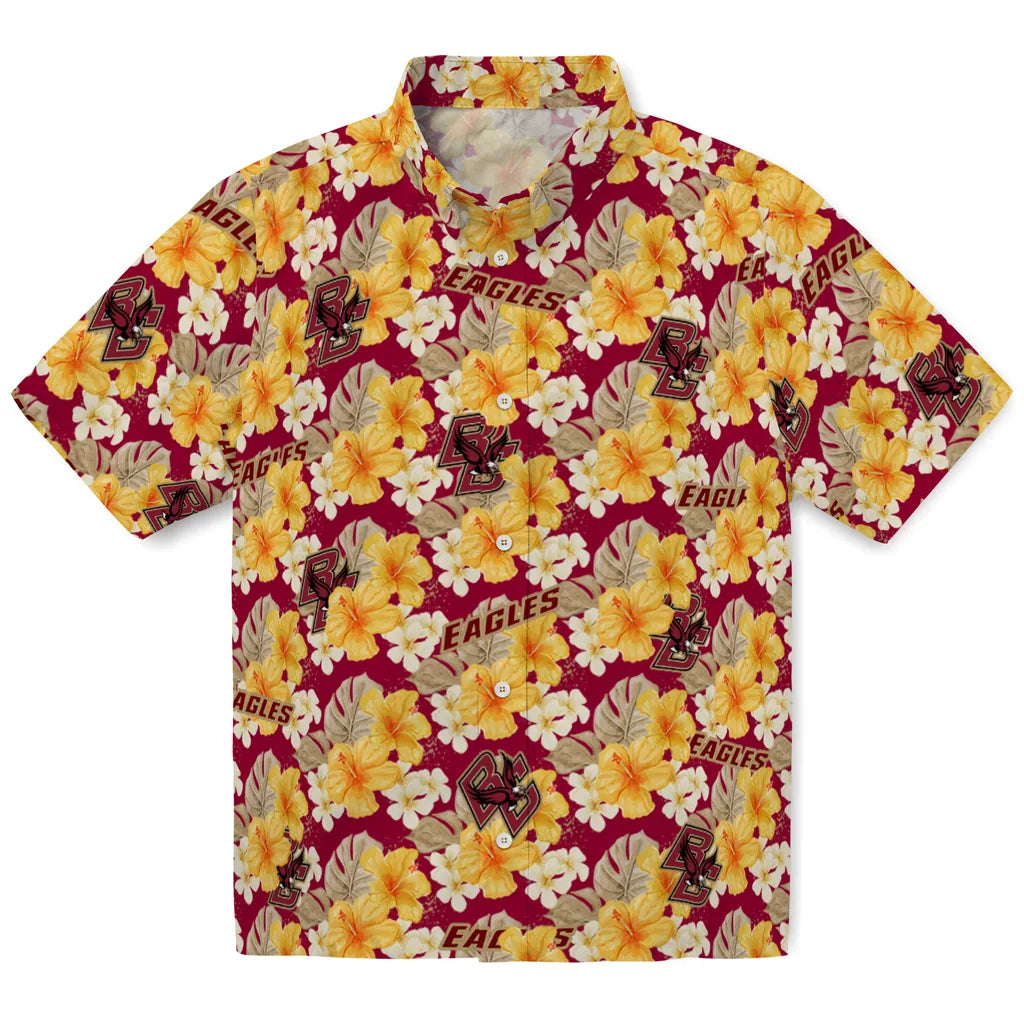 Boston College Eagles Hawaiian Shirt - Hibiscus Tropics | Moonbestprint