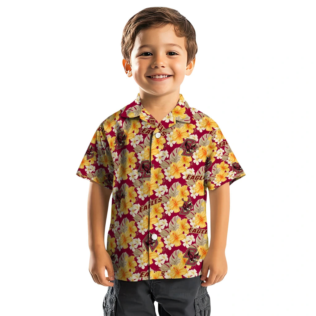 Boston College Eagles Hawaiian Shirt - Hibiscus Tropics | Moonbestprint