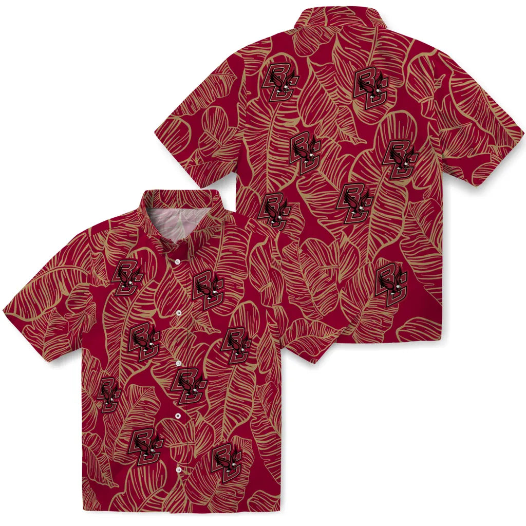 Boston College Eagles Hawaiian Shirt - Leaf Outline | Moonbestprint