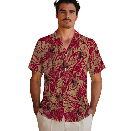 Boston College Eagles Hawaiian Shirt - Monstera Layer | Moonbestprint