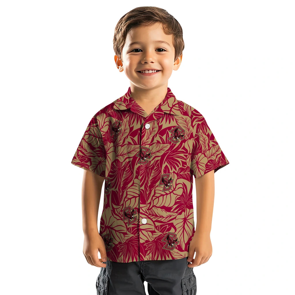 Boston College Eagles Hawaiian Shirt - Monstera Layer | Moonbestprint