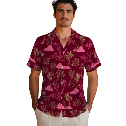 Boston College Eagles Hawaiian Shirt - Palm And Clouds | Moonbestprint