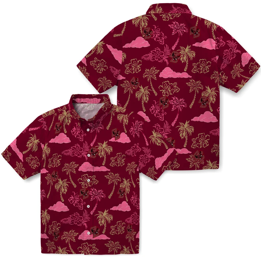 Boston College Eagles Hawaiian Shirt - Palm And Clouds | Moonbestprint