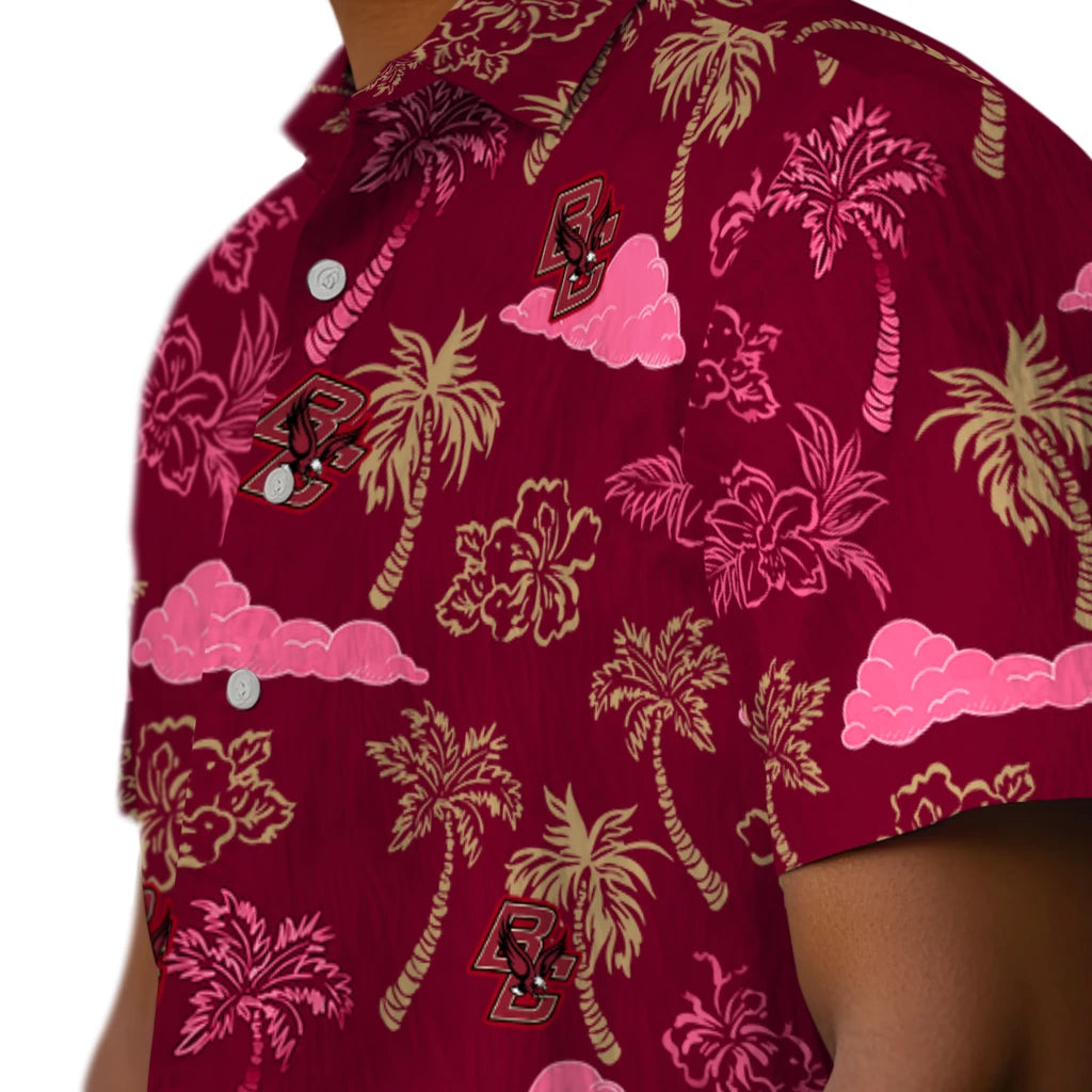Boston College Eagles Hawaiian Shirt - Palm And Clouds | Moonbestprint