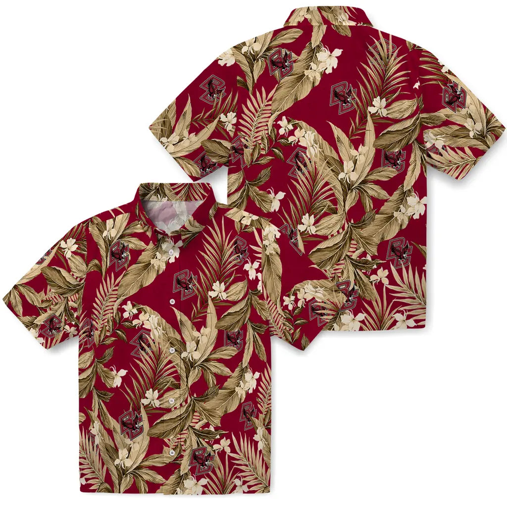 Boston College Eagles Hawaiian Shirt - Palm Leaves | Moonbestprint