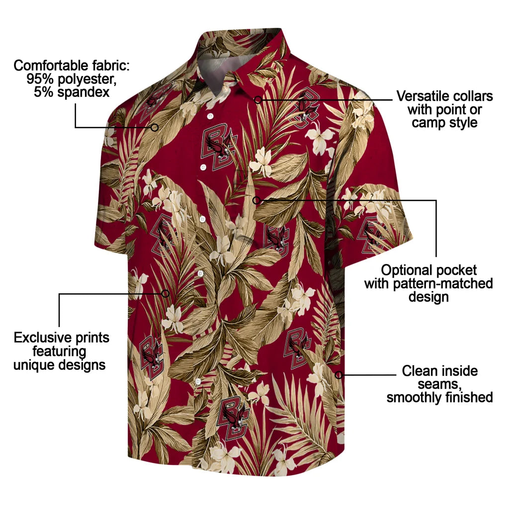 Boston College Eagles Hawaiian Shirt - Palm Leaves | Moonbestprint