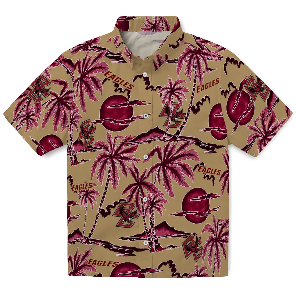 Boston College Eagles Hawaiian Shirt - Palm Sunset | Moonbestprint