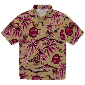 Boston College Eagles Hawaiian Shirt - Palm Sunset | Moonbestprint