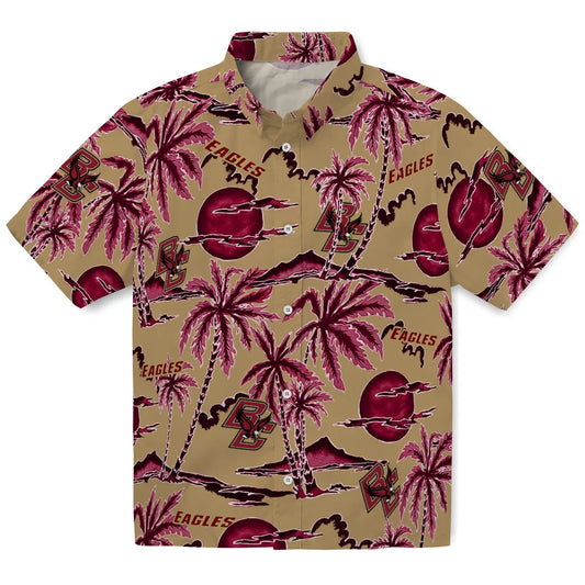 Boston College Eagles Hawaiian Shirt - Palm Sunset | Moonbestprint