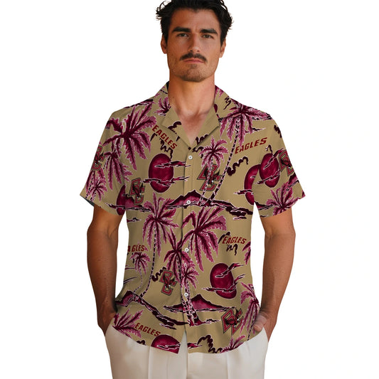 Boston College Eagles Hawaiian Shirt - Palm Sunset | Moonbestprint