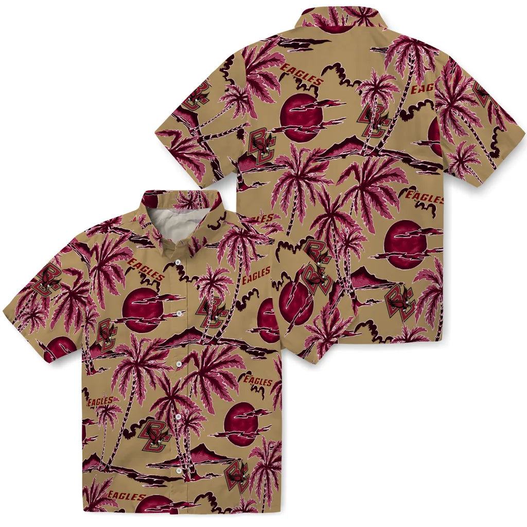Boston College Eagles Hawaiian Shirt - Palm Sunset | Moonbestprint