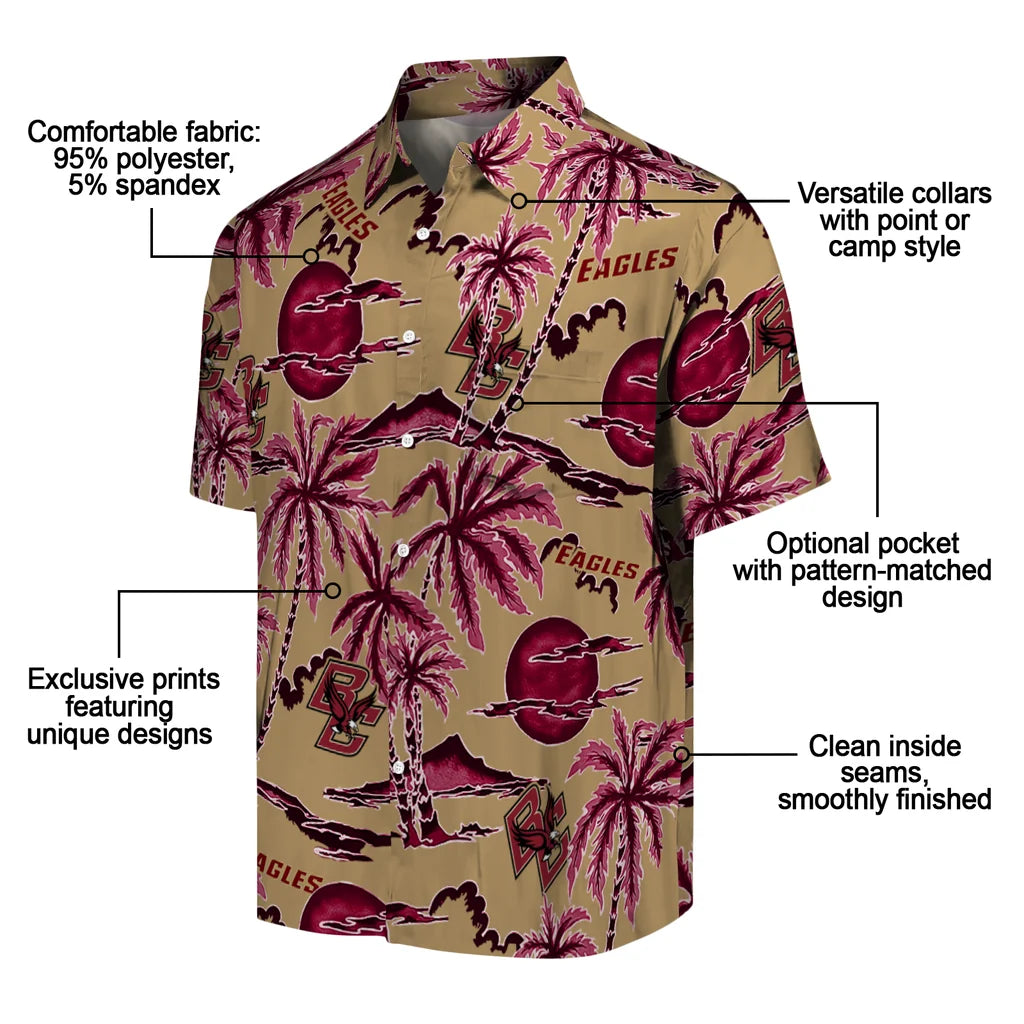 Boston College Eagles Hawaiian Shirt - Palm Sunset | Moonbestprint