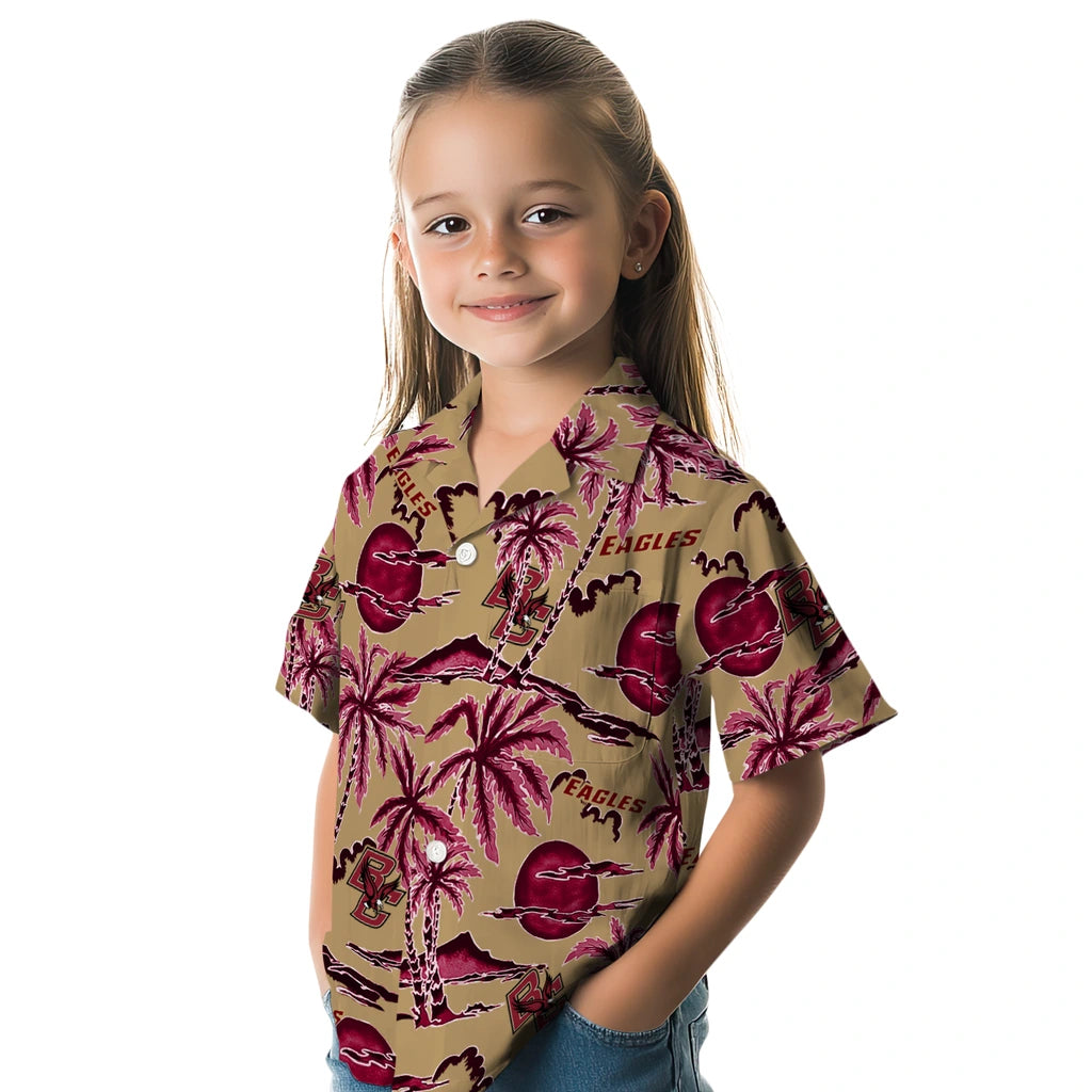 Boston College Eagles Hawaiian Shirt - Palm Sunset | Moonbestprint