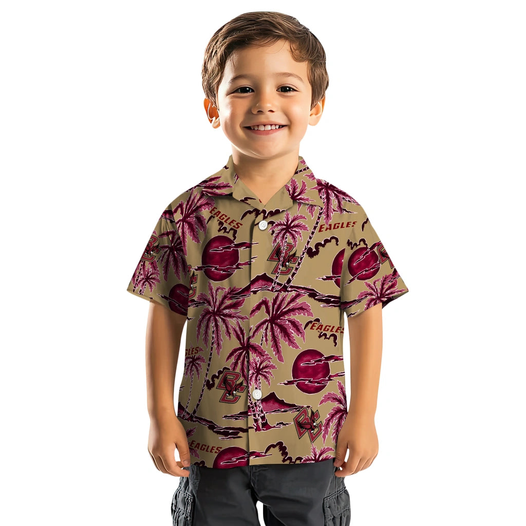 Boston College Eagles Hawaiian Shirt - Palm Sunset | Moonbestprint