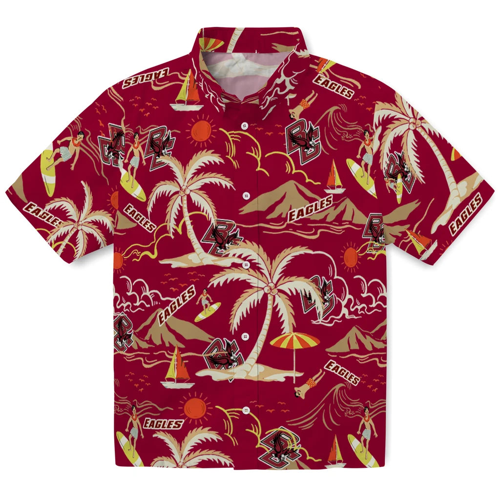 Boston College Eagles Hawaiian Shirt - Palm Tree Island | Moonbestprint