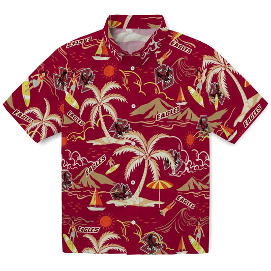 Boston College Eagles Hawaiian Shirt - Palm Tree Island | Moonbestprint