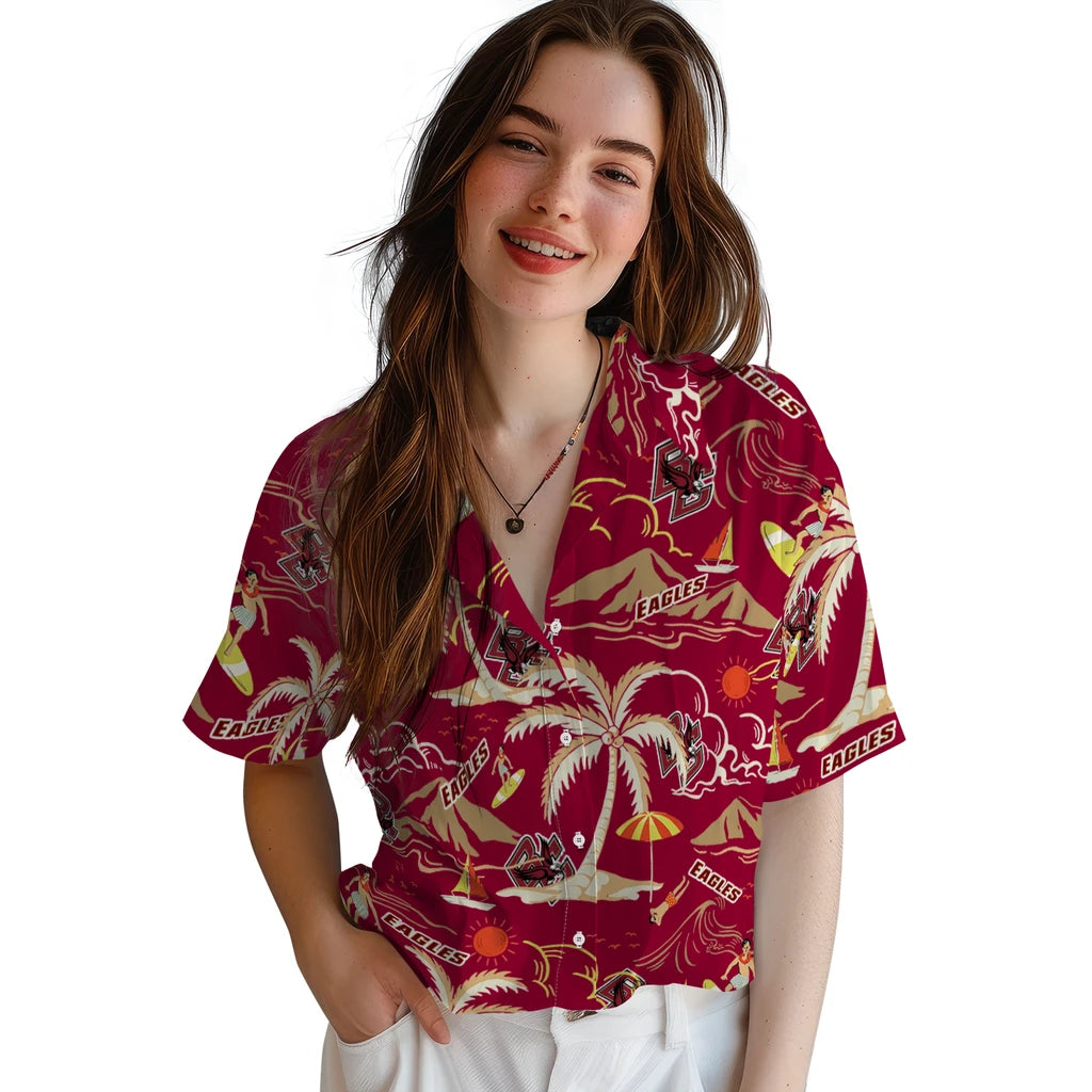 Boston College Eagles Hawaiian Shirt - Palm Tree Island | Moonbestprint