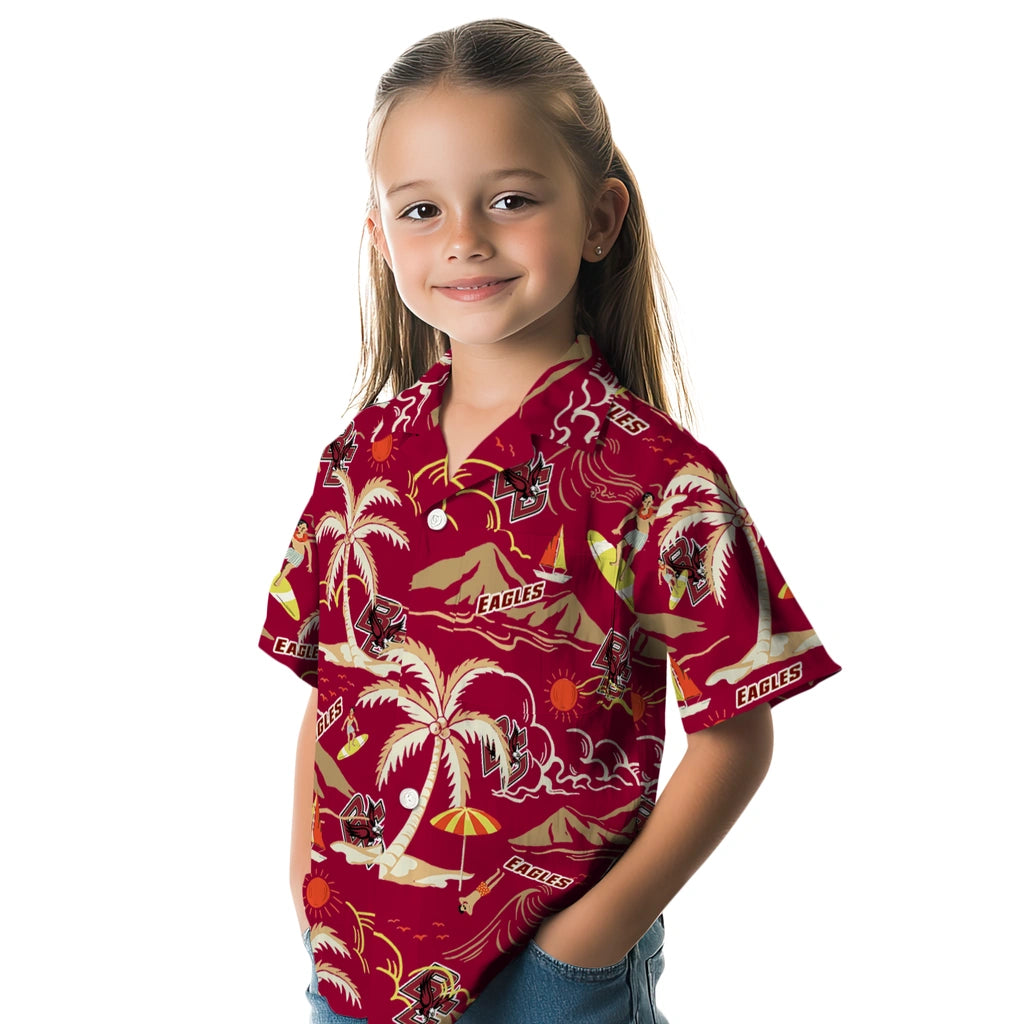 Boston College Eagles Hawaiian Shirt - Palm Tree Island | Moonbestprint