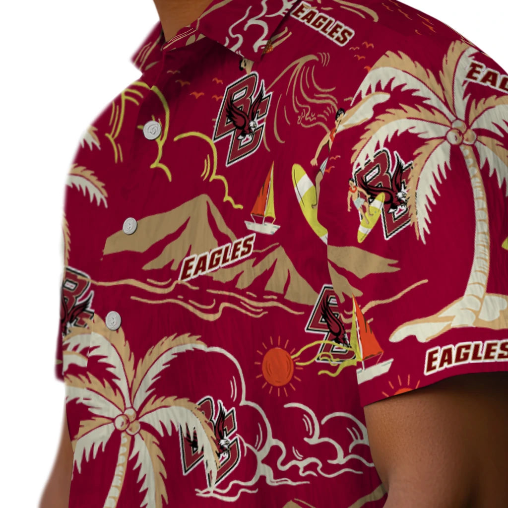 Boston College Eagles Hawaiian Shirt - Palm Tree Island | Moonbestprint