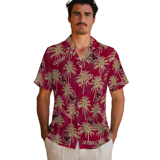 Boston College Eagles Hawaiian Shirt - Palm Tree Motif | Moonbestprint