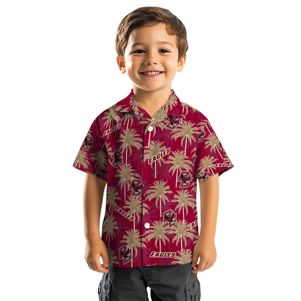 Boston College Eagles Hawaiian Shirt - Palm Tree Motif | Moonbestprint