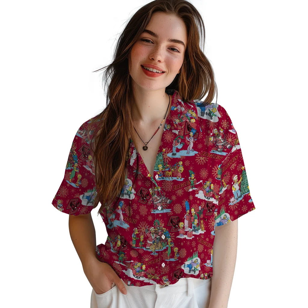 Boston College Eagles Hawaiian Shirt - Simpsons Christmas | Moonbestprint