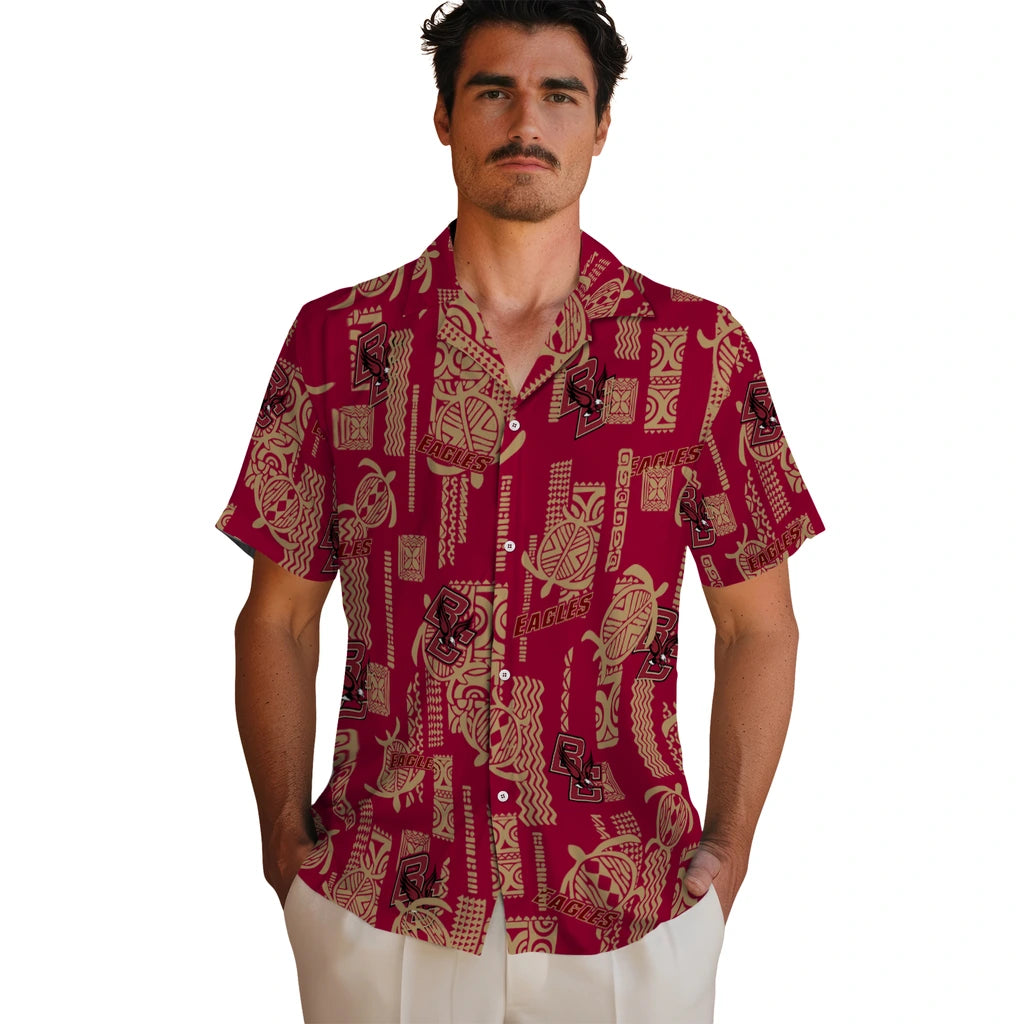Boston College Eagles Hawaiian Shirt - Turtle Lines | Moonbestprint