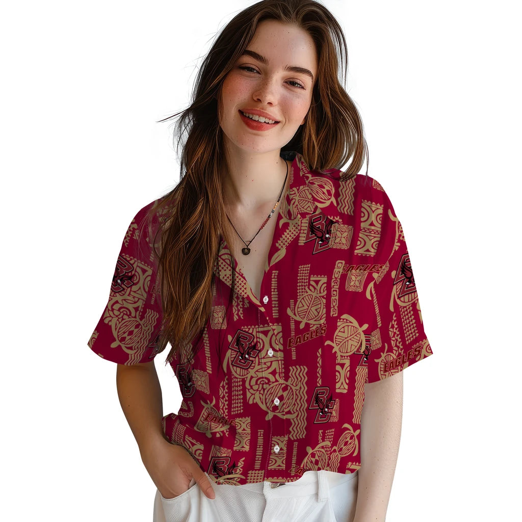 Boston College Eagles Hawaiian Shirt - Turtle Lines | Moonbestprint