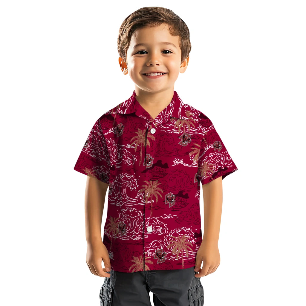 Boston College Eagles Hawaiian Shirt - Wave Palm | Moonbestprint