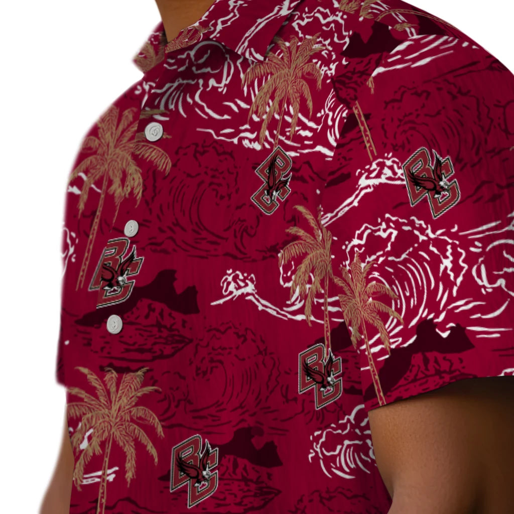 Boston College Eagles Hawaiian Shirt - Wave Palm | Moonbestprint
