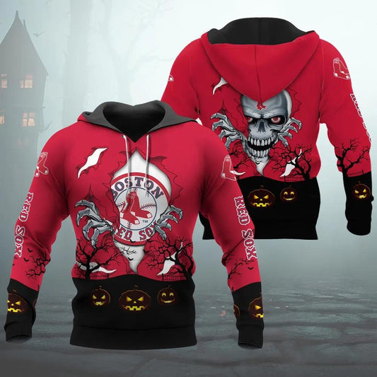 Boston Red Sox Halloween 3D MLB All Over Print Hoodie -Moonbestprint