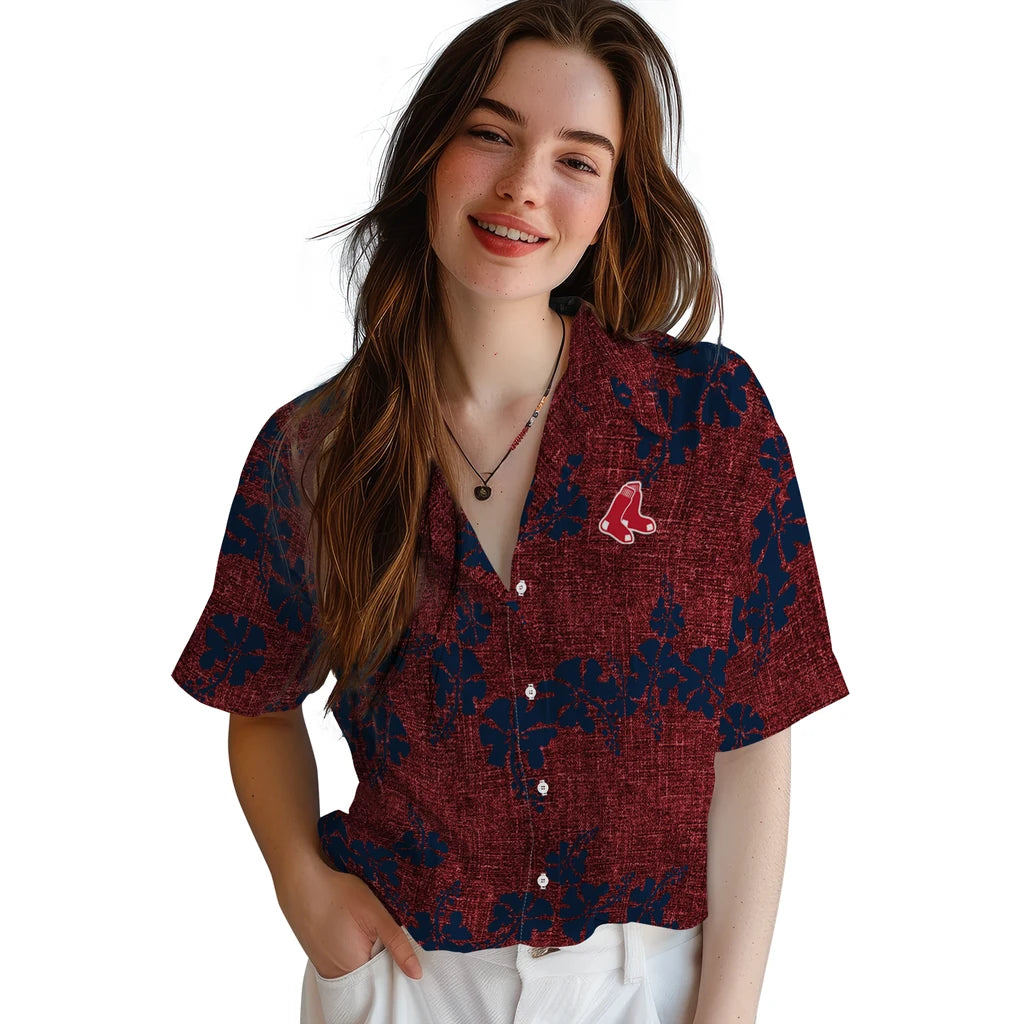 Boston Red Sox Hawaiian Shirt - 50th State Flower | Moonbestprint