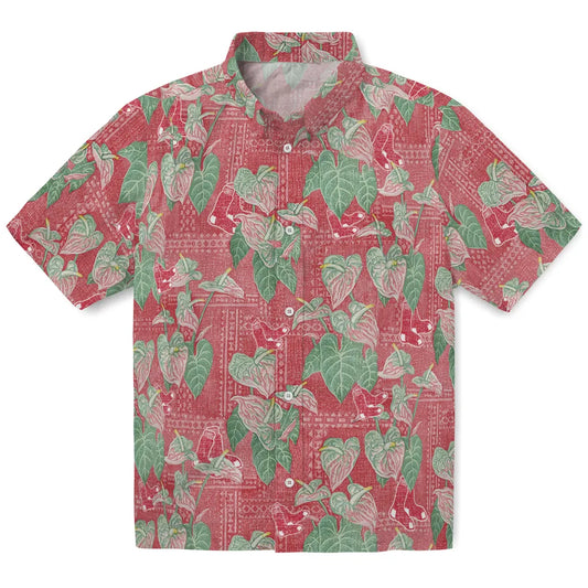 Boston Red Sox Hawaiian Shirt - Anthurium Overlay | Moonbestprint