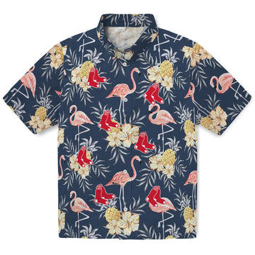 Boston Red Sox Hawaiian Shirt - Flamingo Hibiscus | Moonbestprint