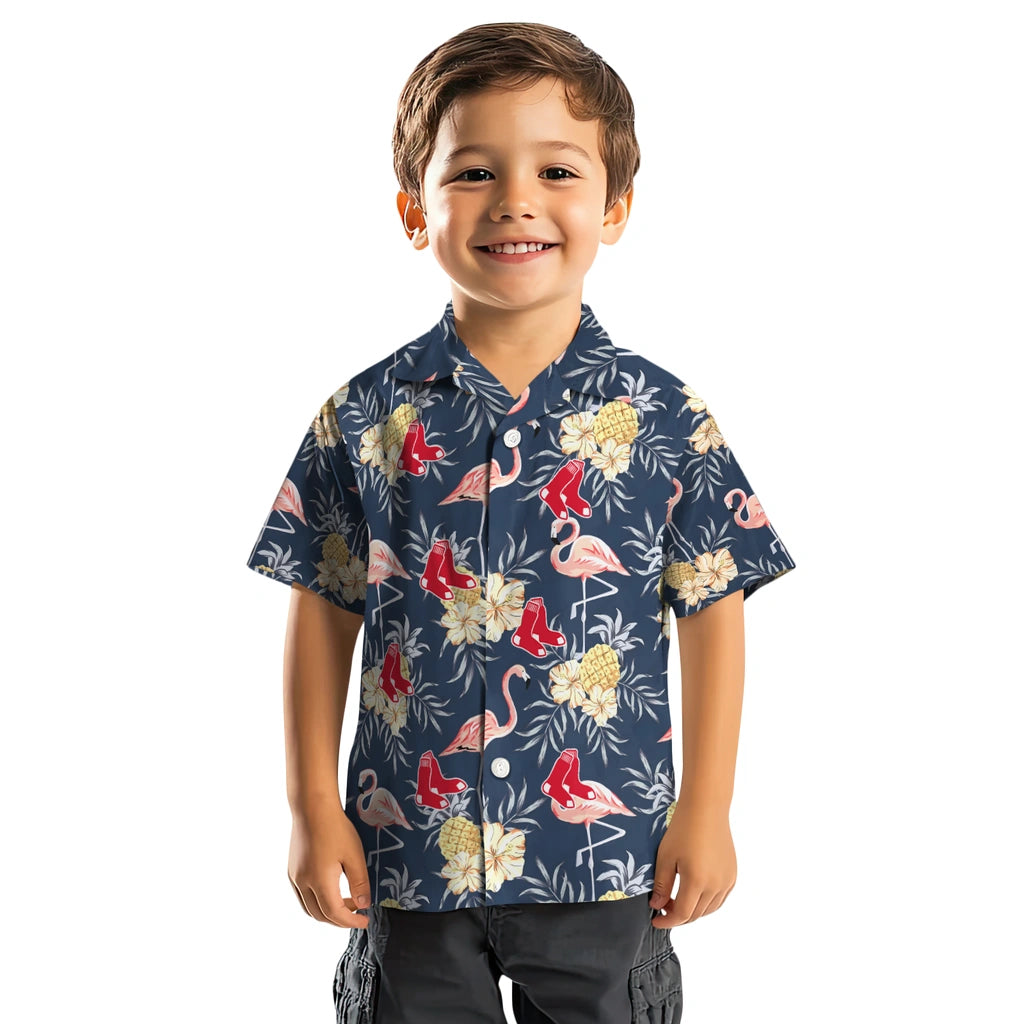 Boston Red Sox Hawaiian Shirt - Flamingo Hibiscus | Moonbestprint