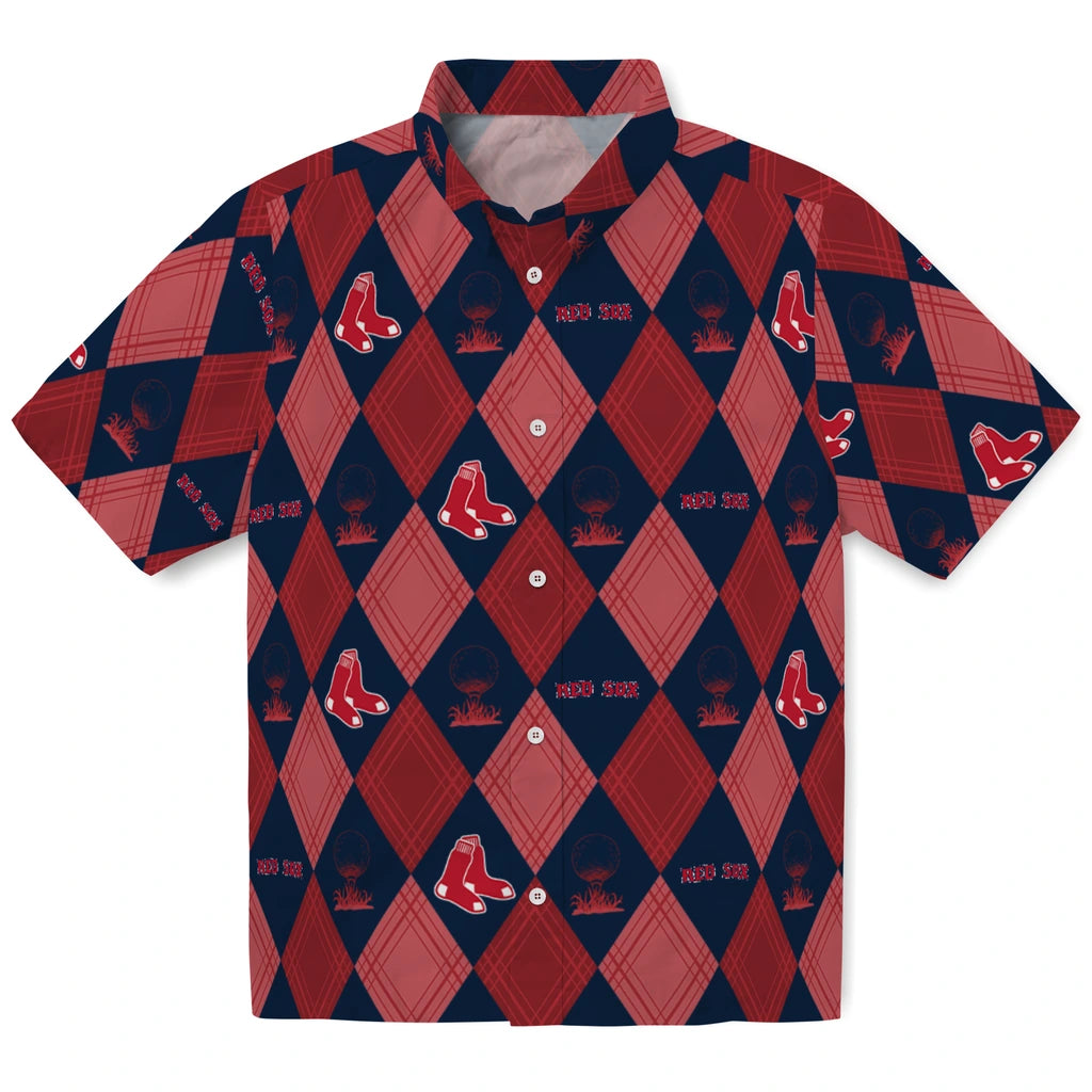 Boston Red Sox Hawaiian Shirt - Golfing Plaid | Moonbestprint
