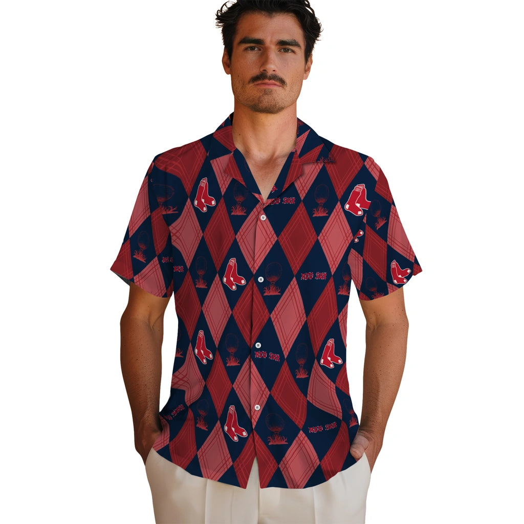 Boston Red Sox Hawaiian Shirt - Golfing Plaid | Moonbestprint