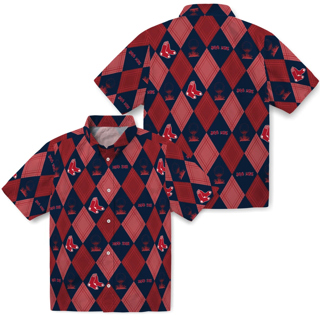 Boston Red Sox Hawaiian Shirt - Golfing Plaid | Moonbestprint