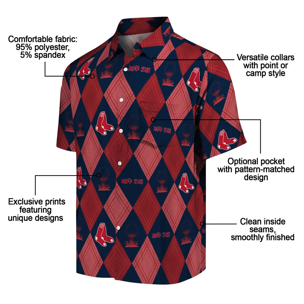Boston Red Sox Hawaiian Shirt - Golfing Plaid | Moonbestprint