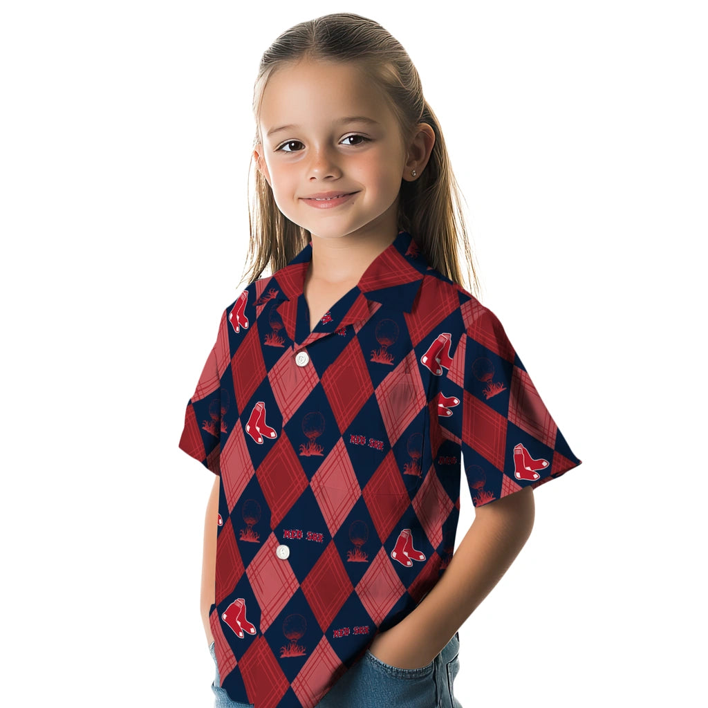 Boston Red Sox Hawaiian Shirt - Golfing Plaid | Moonbestprint
