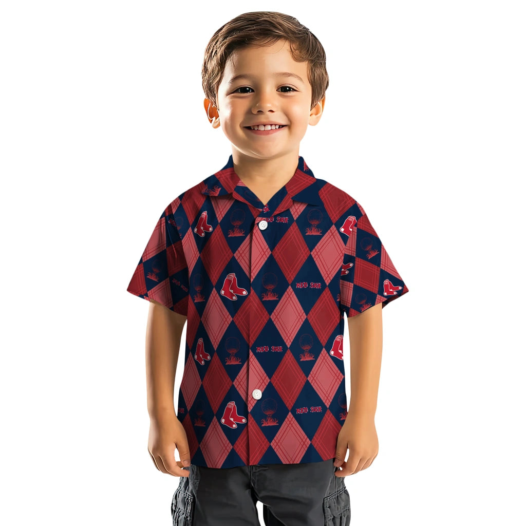 Boston Red Sox Hawaiian Shirt - Golfing Plaid | Moonbestprint