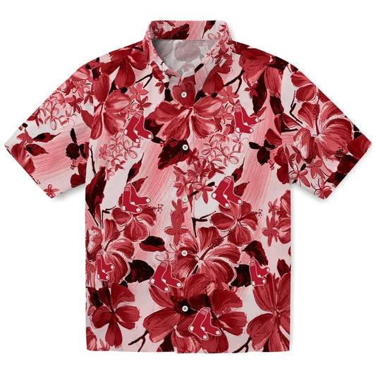 Boston Red Sox Hawaiian Shirt - Hibiscus Arrangement | Moonbestprint